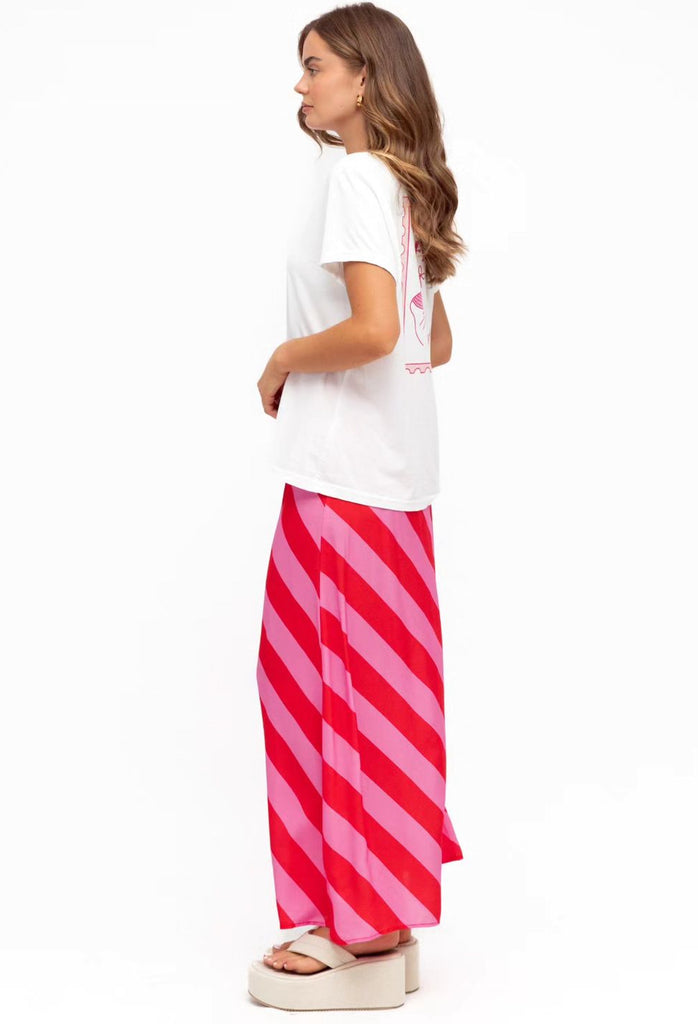 Hazel Stripe Skirt - Pink