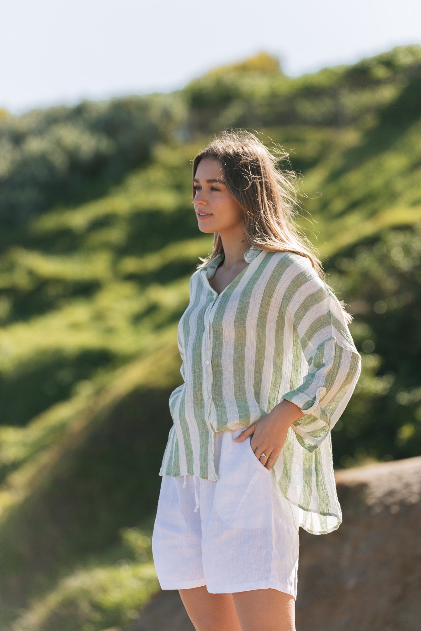 Dune Linen Shorts - White | Betty Lane