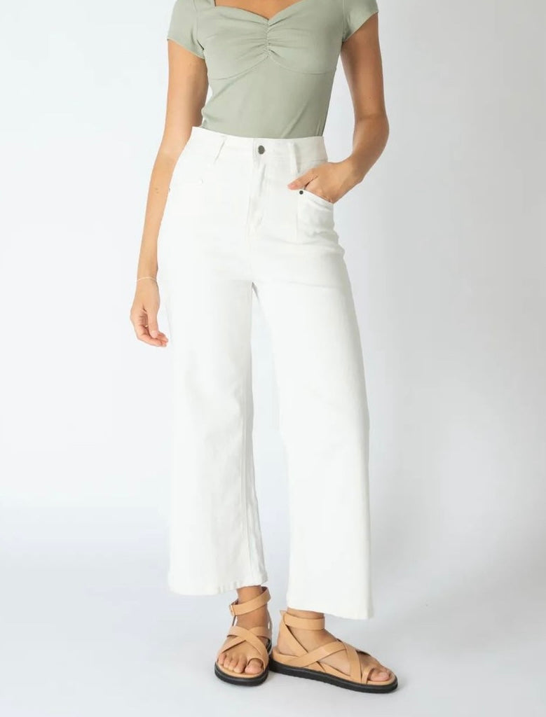 white wide leg jeans