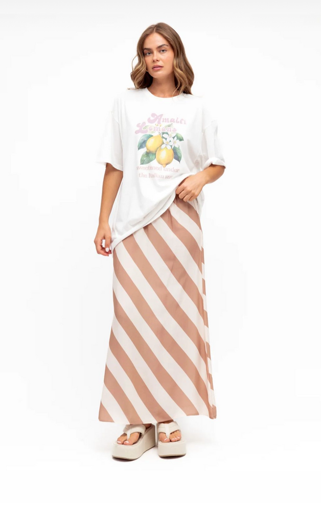 Hazel Stripe Skirt - Beige