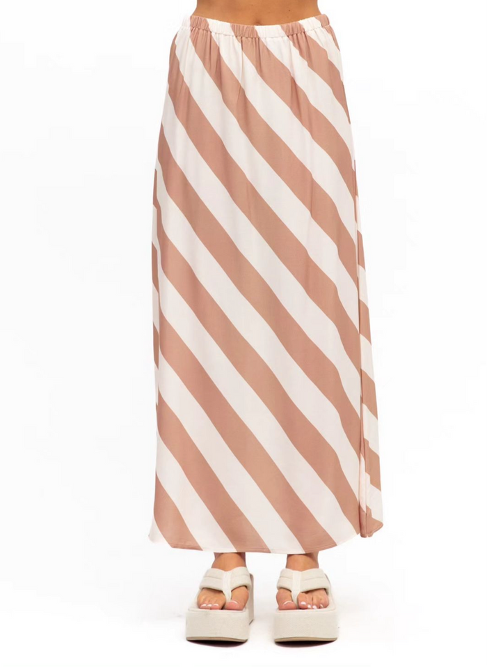 Hazel Stripe Skirt - Beige