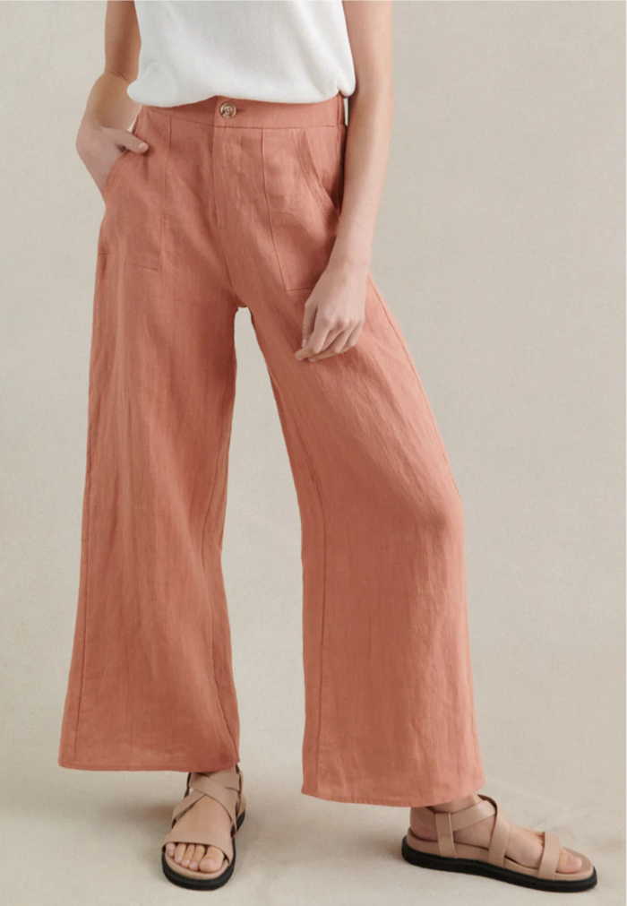 Jude Linen Pants - Peach - Betty Lane 