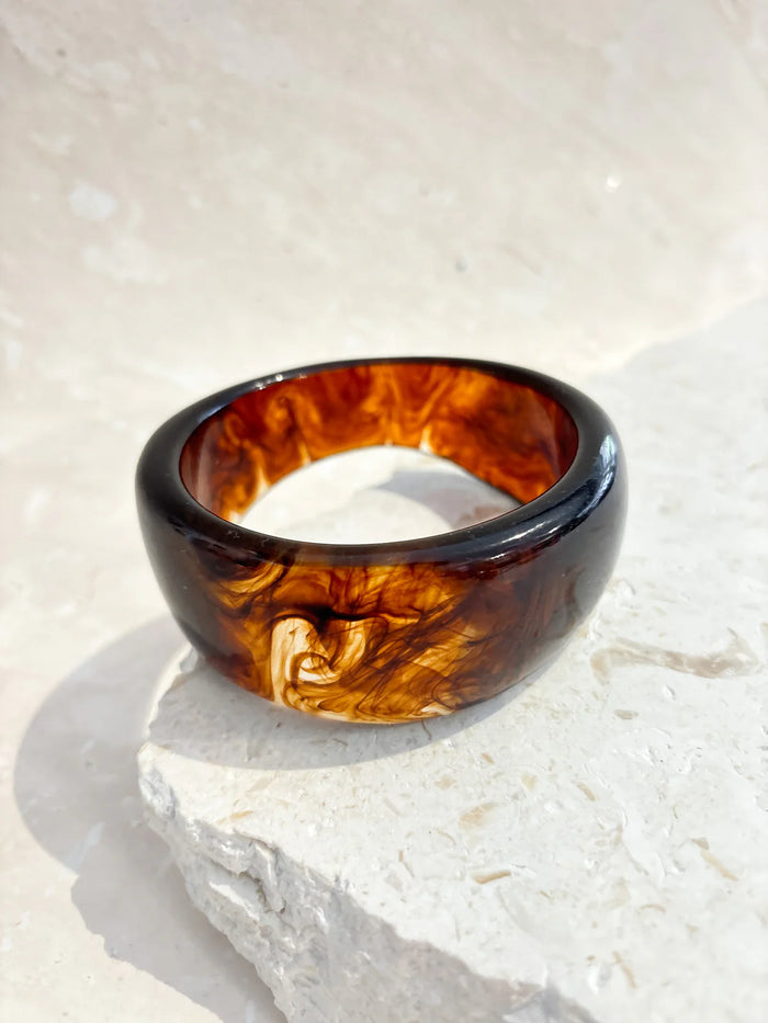 Banksy Bangle - Caramel Resin