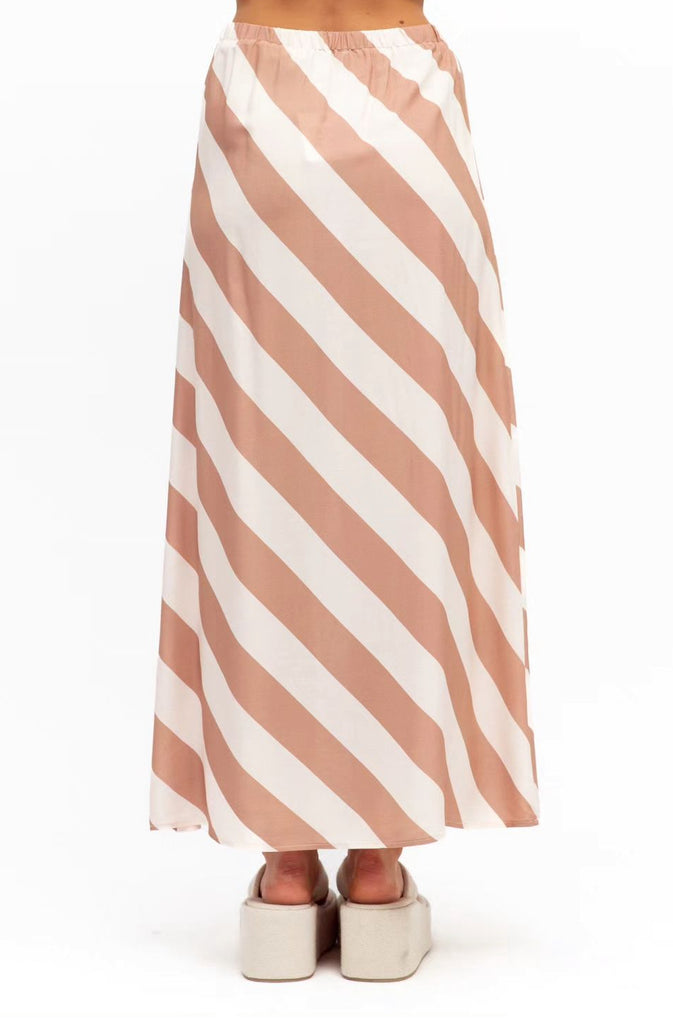 Hazel Stripe Skirt - Beige