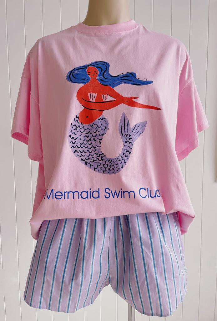 Mermaid Shorts - Blue Stripes