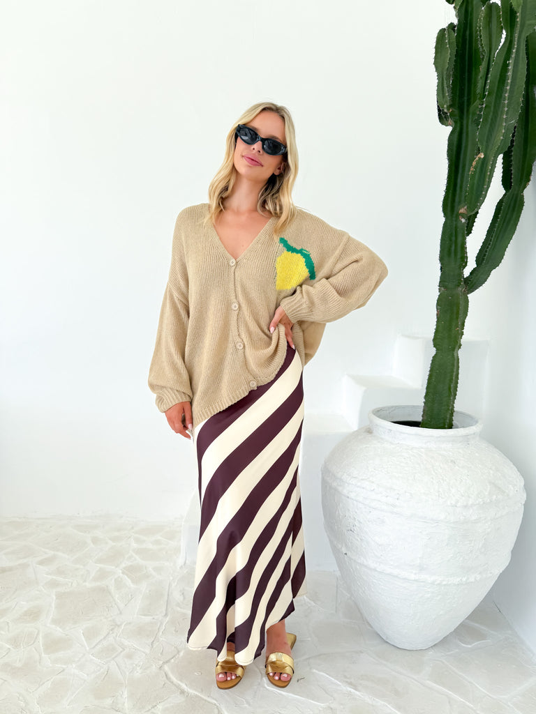 Suri Stripe Skirt - Chocolate